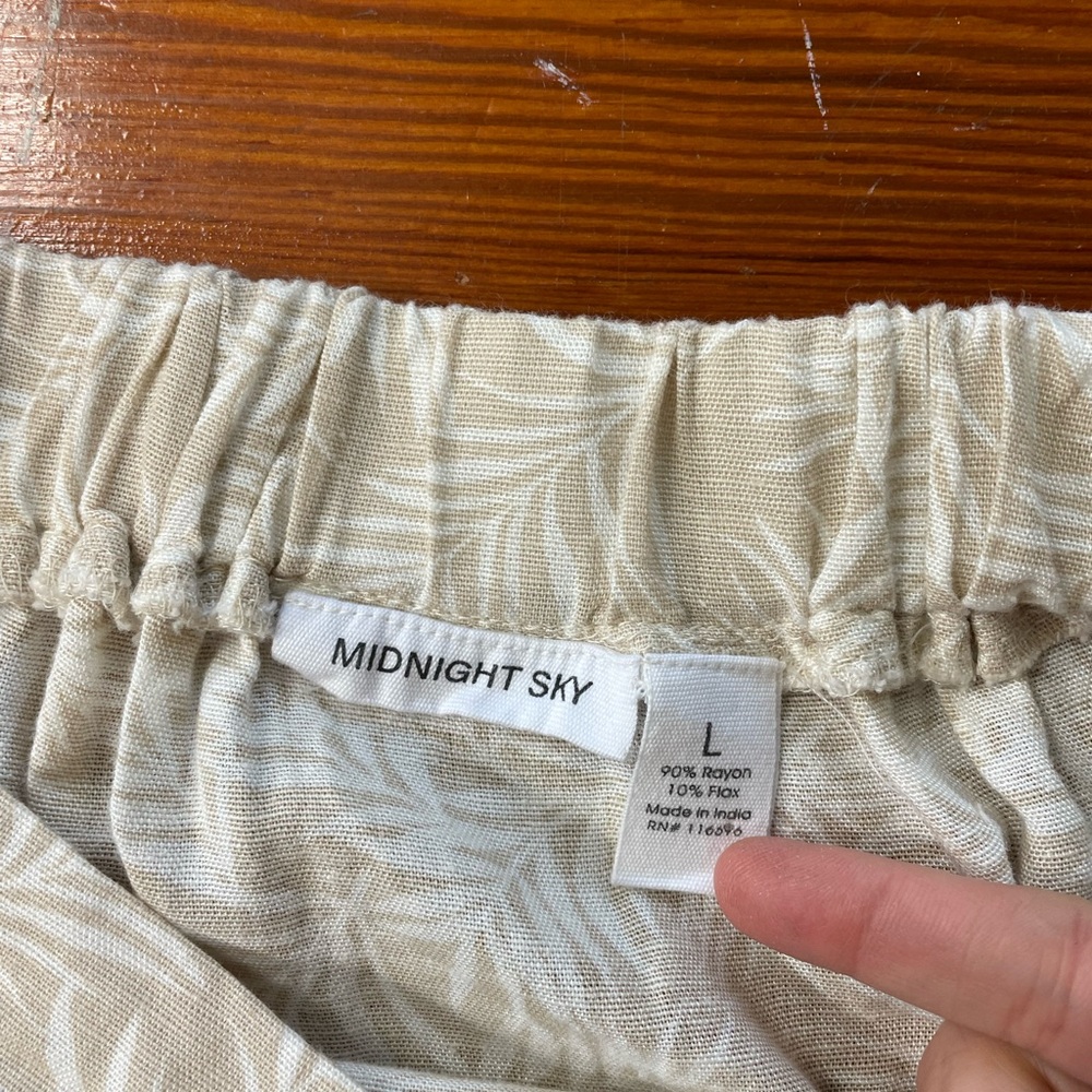 Midnight Sky Botanical Flax Blend Tiered Button Front Maxi Skirt Coastal Sz L 💚🎀 - Picture 10 of 10